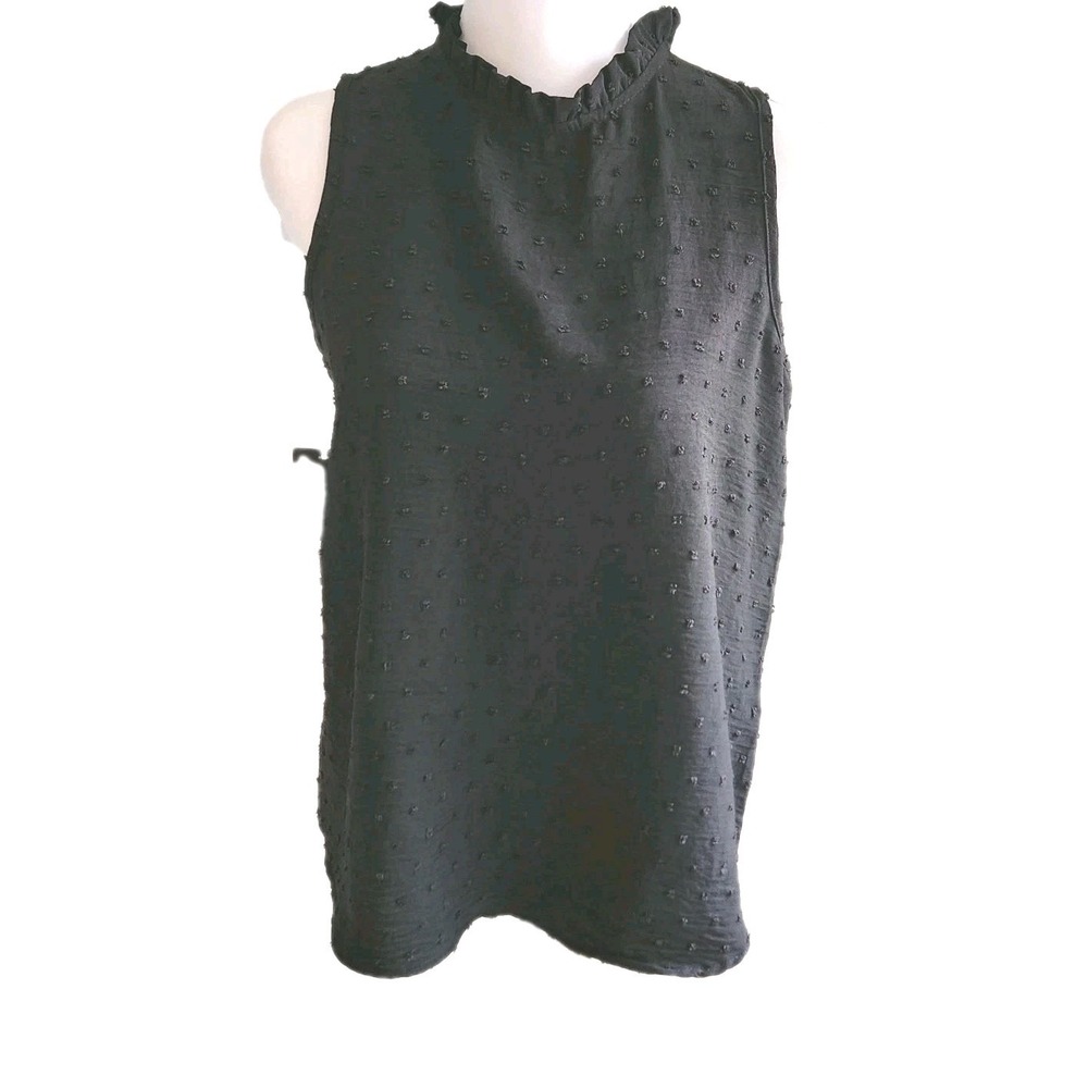 NWT Rielle Women's Black Sleeveless‎ Textured Blouse Top Sz Med